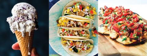 Images of what Chef Rob will be preparing. Ice cream, Taco and grilled chicken. 