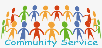 clipart picture of stick figures holding hands in a circle with the word Community Service written out. 