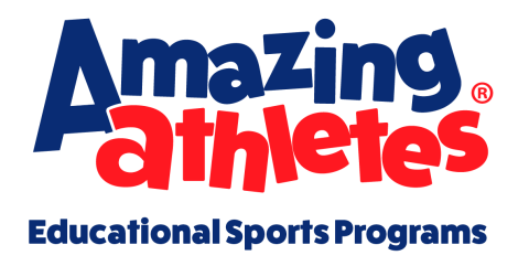 Image of Amazing Athletes logo written in blue and red