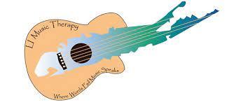 Long Island Music Therapy, Inc. logo featuring a guitar with the neck that is shaped like Long Island.