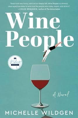 Image of Book Cover featuring a drawn figure of a person diving into a glass of red wine.