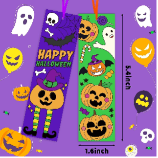 Halloween bookmarks of pumpkins, ghosts and bats