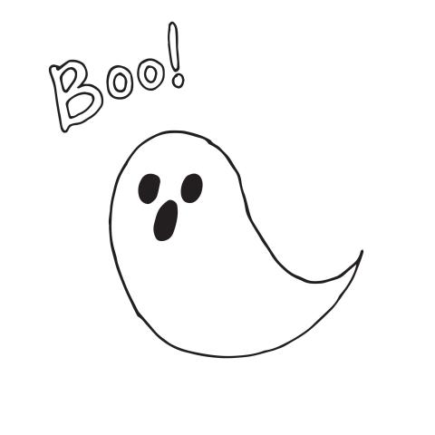 illustration of ghost with the words boo above it