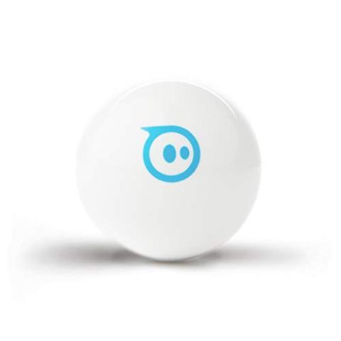 white sphero ball with blue logo