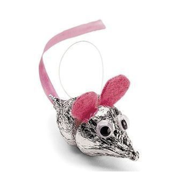 A mouse made of two Hershey's Kisses with googley eyes and pink ears and a pink wrapper tail.