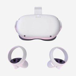 White  Oculus VR Headset and sensors.