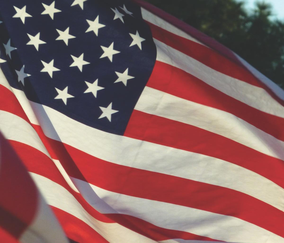 Image of the American flag waving.