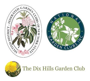 the 3 logos of the participating garden clubs featuring flowers.