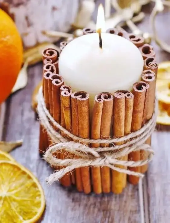 Image of the craft Cinnamon stick Candle Centerpiece