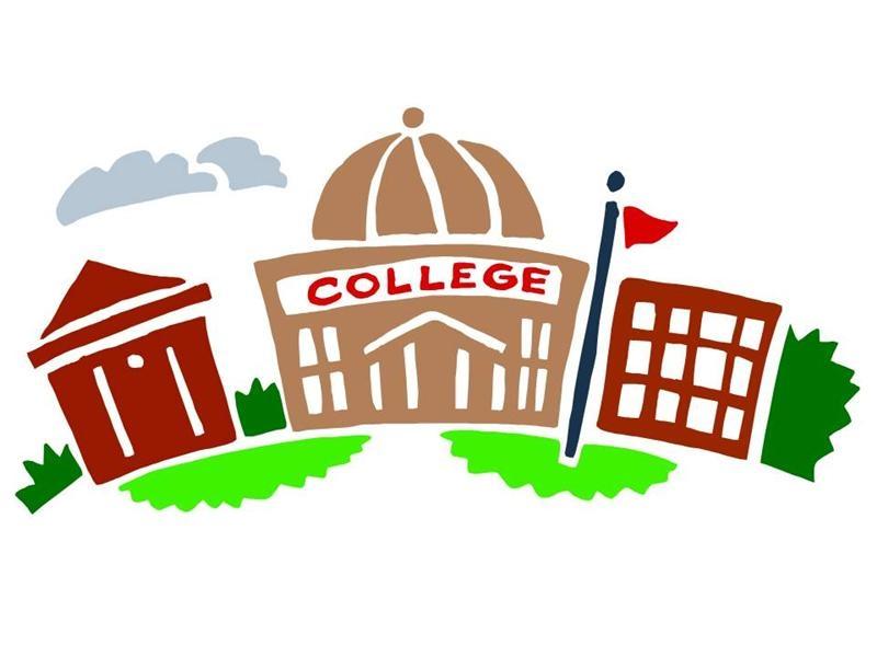 clip art of 3 buildings with the words college 